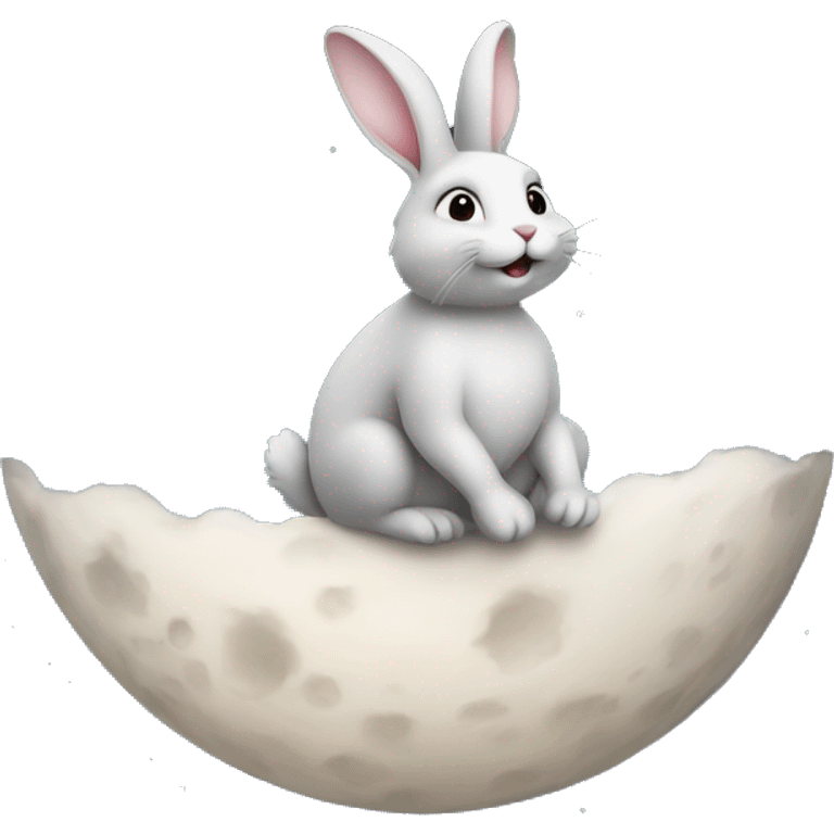  Rabbit sat on the moon with stars in the background emoji