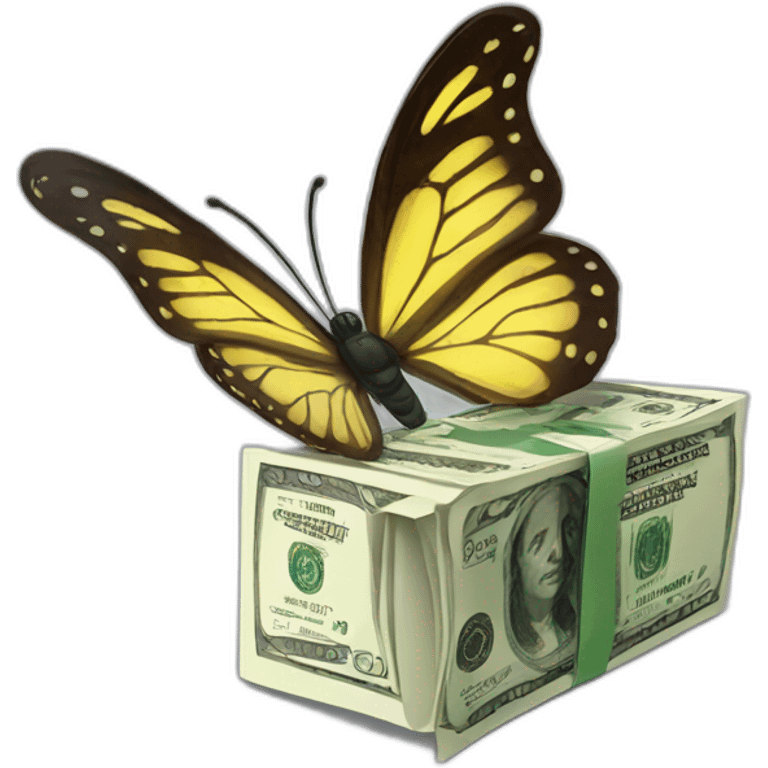 A butterfly robs a bank emoji