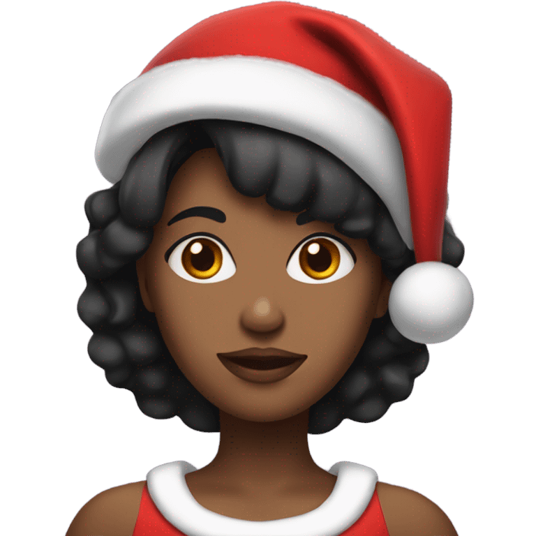 Black woman with short black hair and a Santa hat on emoji