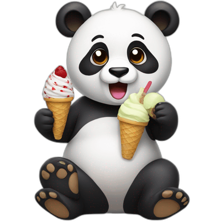 Panda eating ice cream emoji