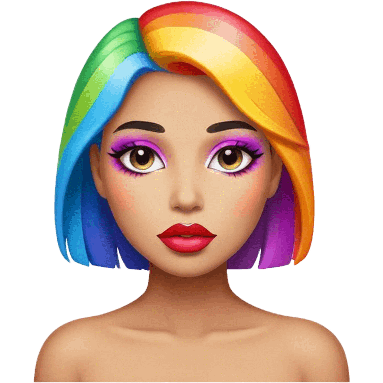 Lush lips, rainbow colored emoji