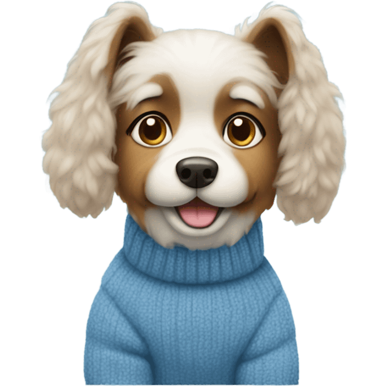 Dog wearing fuzzy blue sweater  emoji