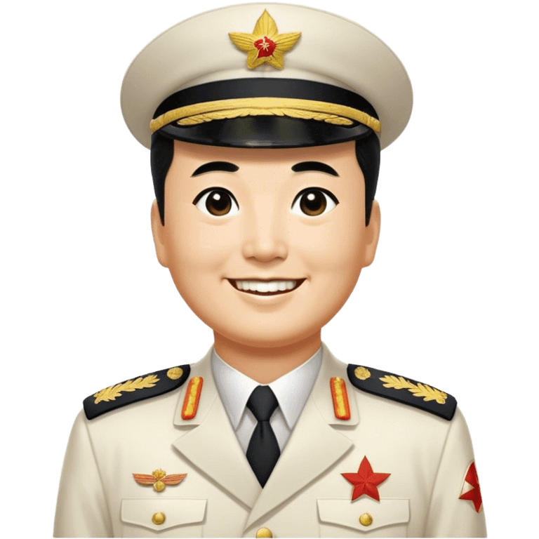 Emoji of General Kim il-sung wearing his white uniform and smiling  emoji