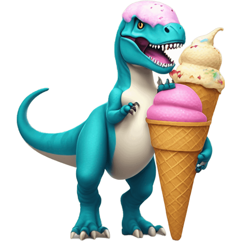 T. rex eating ice cream emoji