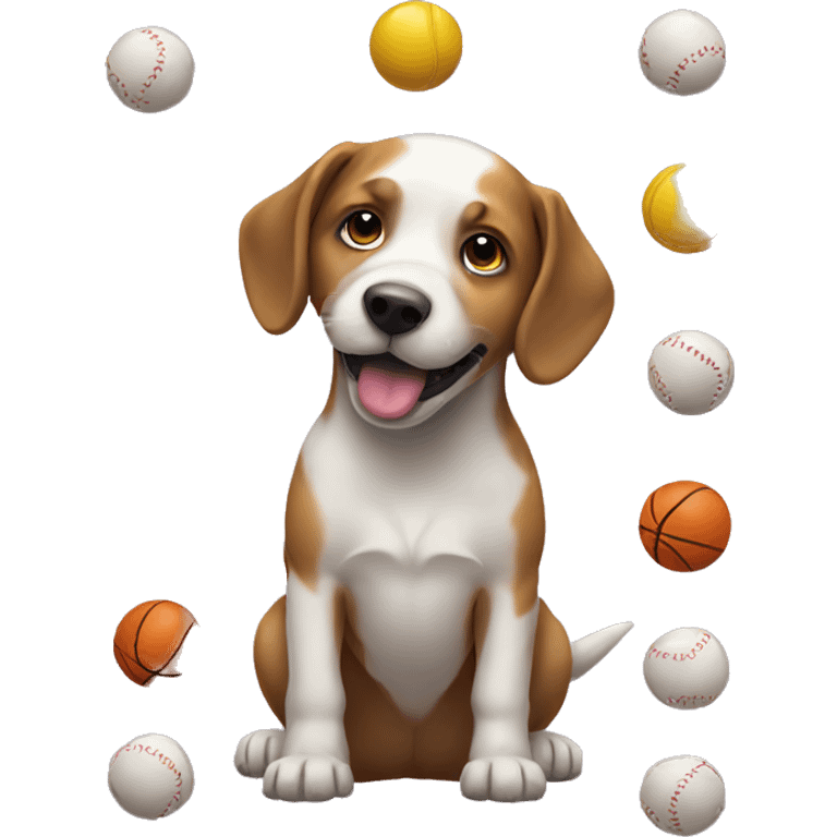 Dog playing with balls emoji