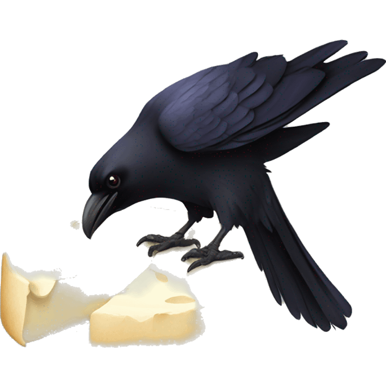 raven with a camembert in its mouth emoji