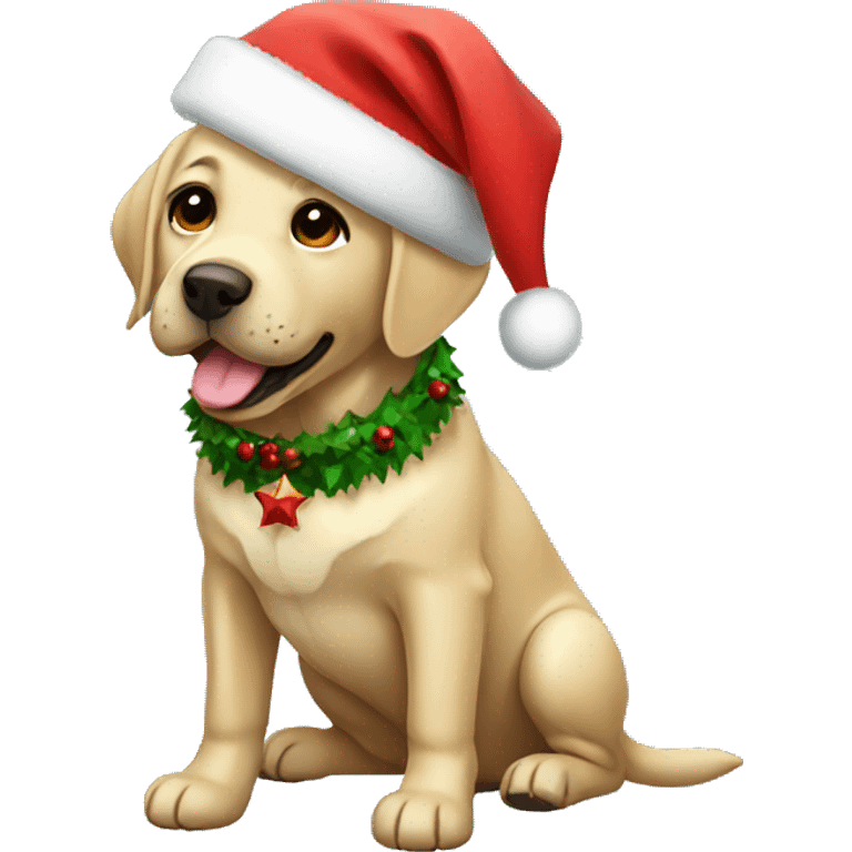 Labrador with a christmas outfit emoji