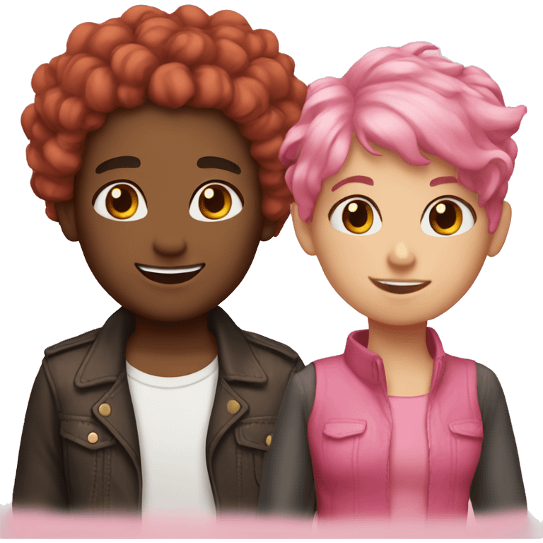 besties pink hair and brown haur emoji