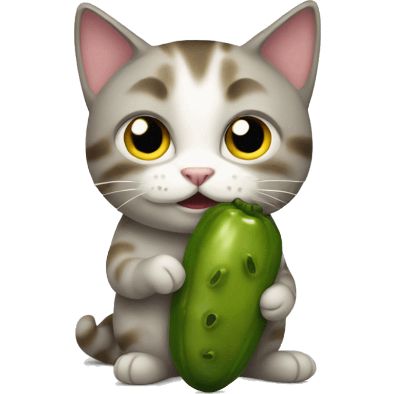 Cat holding a pickle emoji