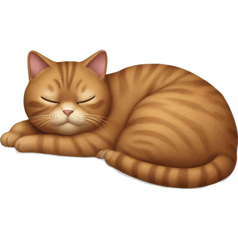 Fat brown cat flopped on a white bed emoji