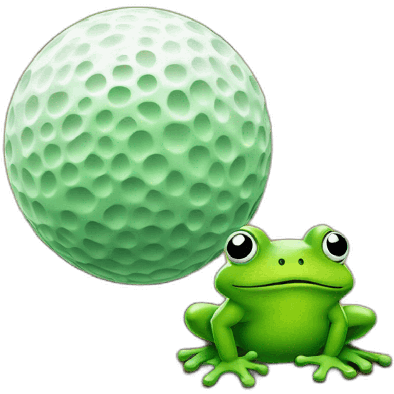 farting frog with green gases floating behind playing golf emoji