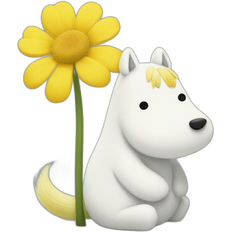 Moomin with a yellow flower emoji