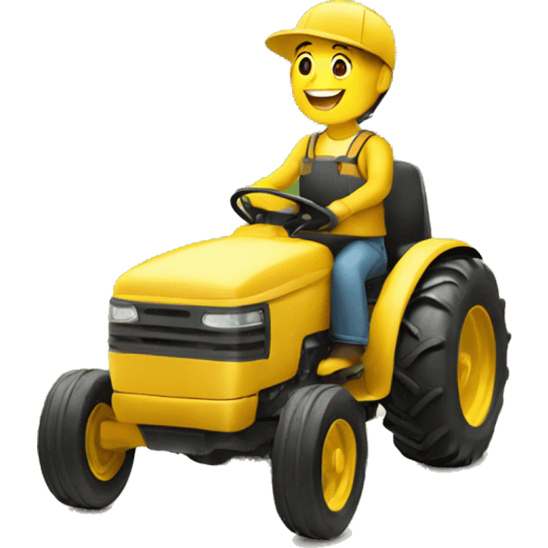 a happy person driving yellow tractor emoji