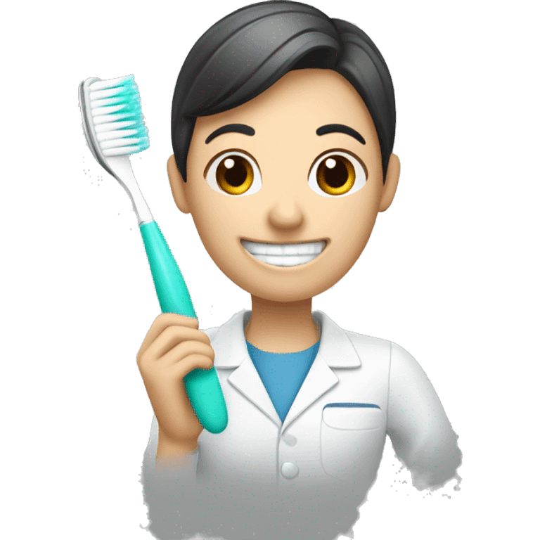 Dental hygienist holding toothbrush  emoji