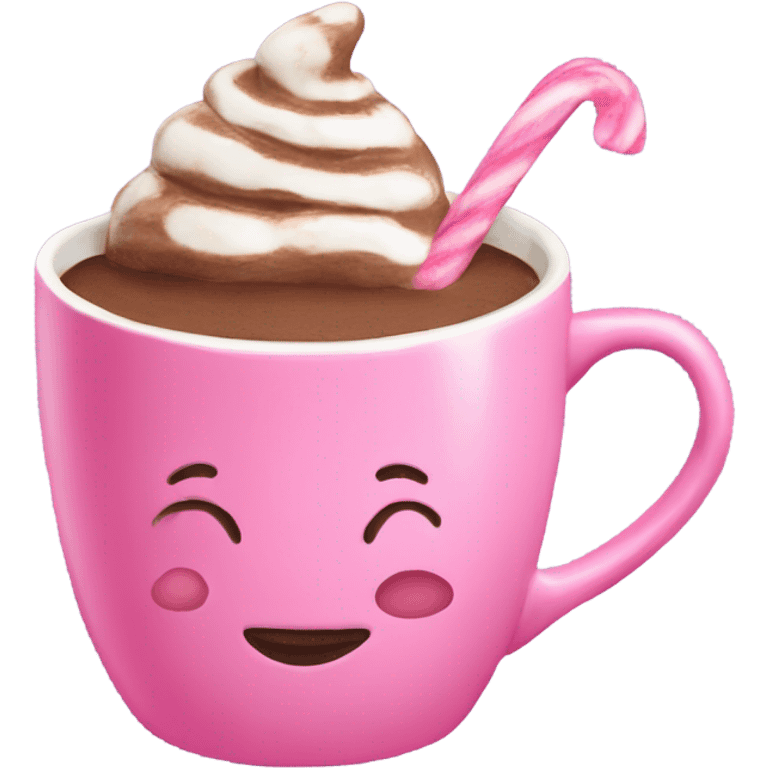 Hot chocolate in a pink mug with a bow on the mug emoji