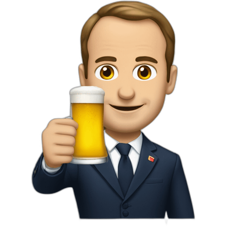 Macron qui boit une bière  emoji