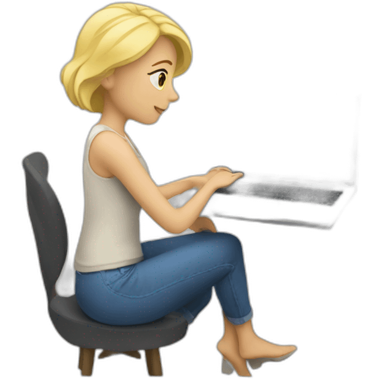 blonde woman watching on laptop emoji