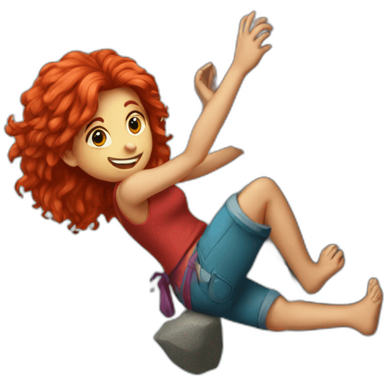 Red hairs girl climbing a rock emoji