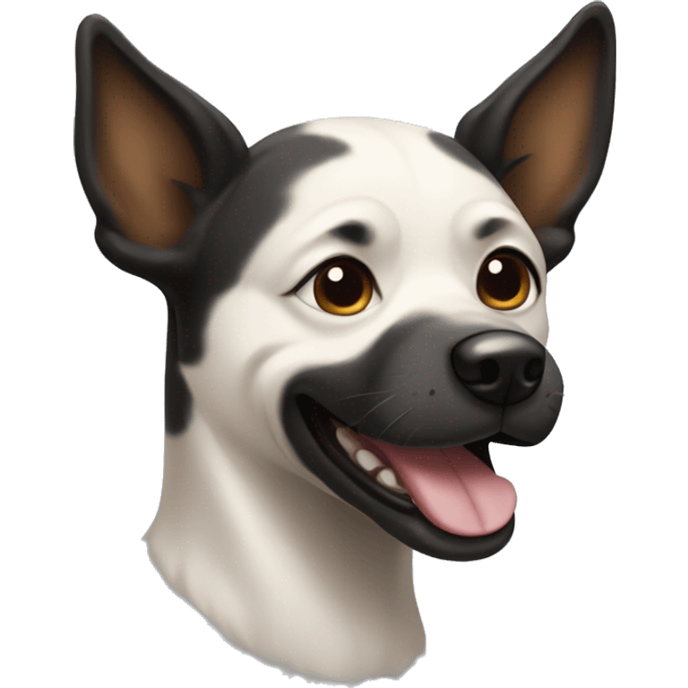 smiling dog with black upright ears and black muzzle emoji