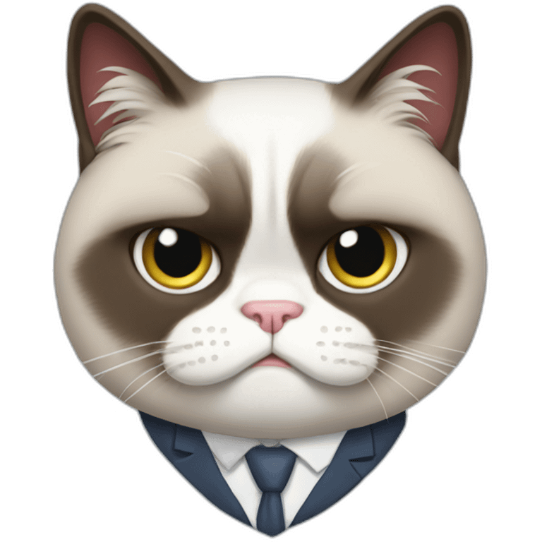 grumpy cat in a suit emoji