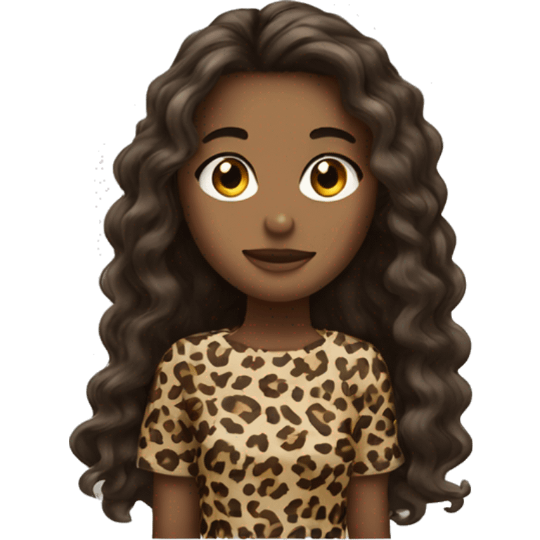 Ragazza capelli marroni e leopardo emoji