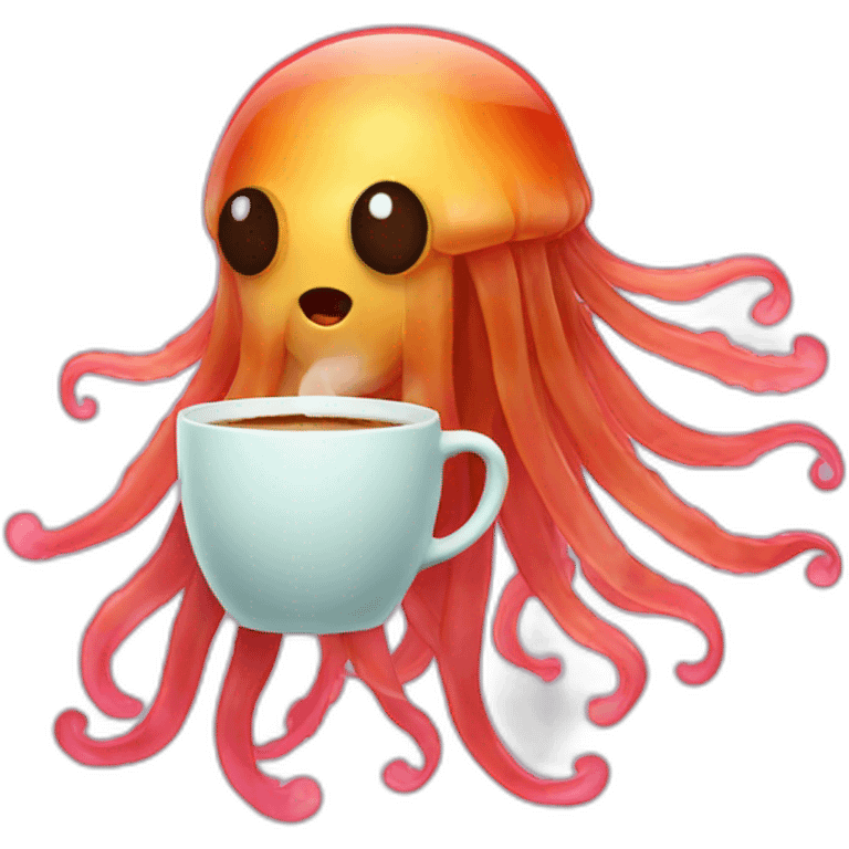 jellyfish drinking coffee emoji