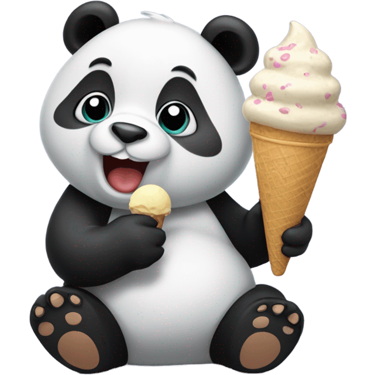 Panda eating ice cream emoji