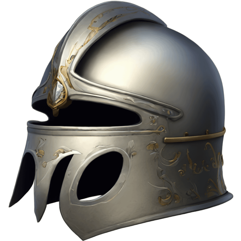 Full-face elaborate accurate french full-face armet helmet intricate inlays emoji