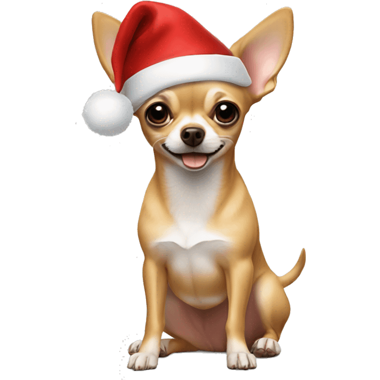 Tan Chihuahua with Santa cap emoji