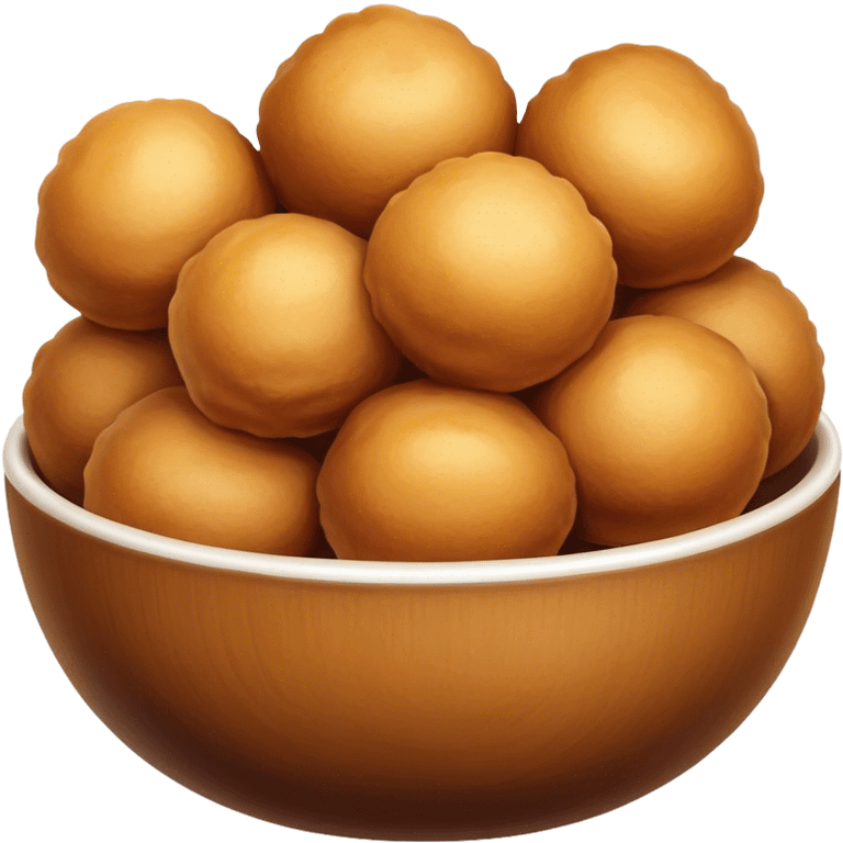 very spherical round deep fried dough balls in a bowl emoji