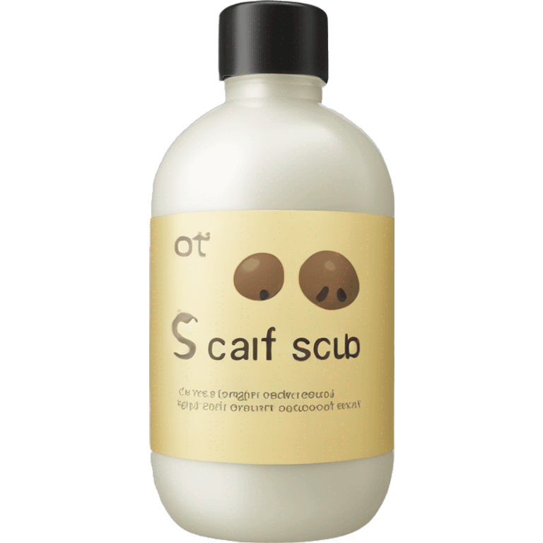 bottle of scalp scrub with label emoji