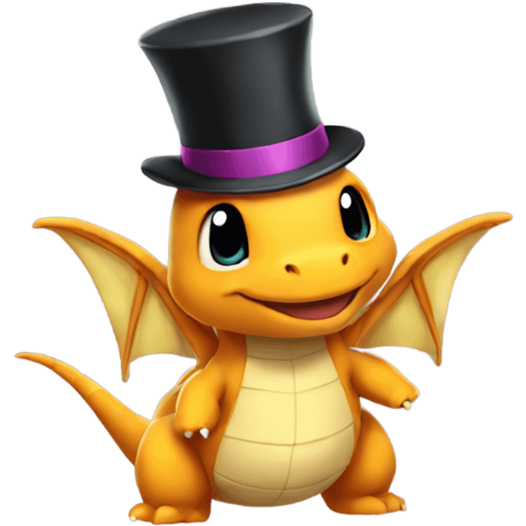 Dragonite wearing a top hat emoji