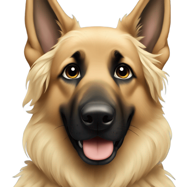 dark german shepherd with cute blonde girl wavy hair emoji