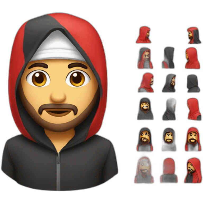 Arab with red and with cagoule emoji