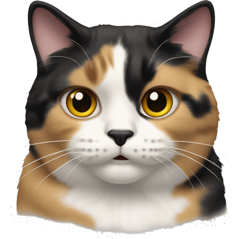 chunky calico cat with black spot on mouth emoji