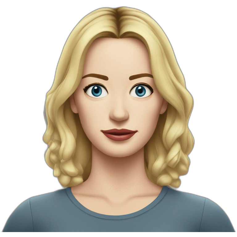 blonde Emily blunt serious cartoon wearing tee emoji