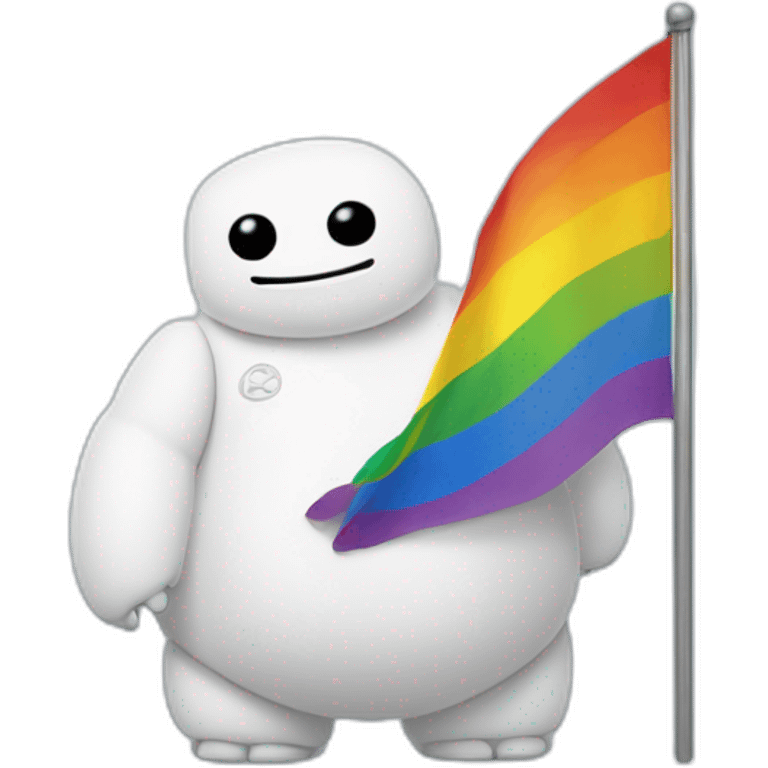 Baymax with a gay pride flag emoji