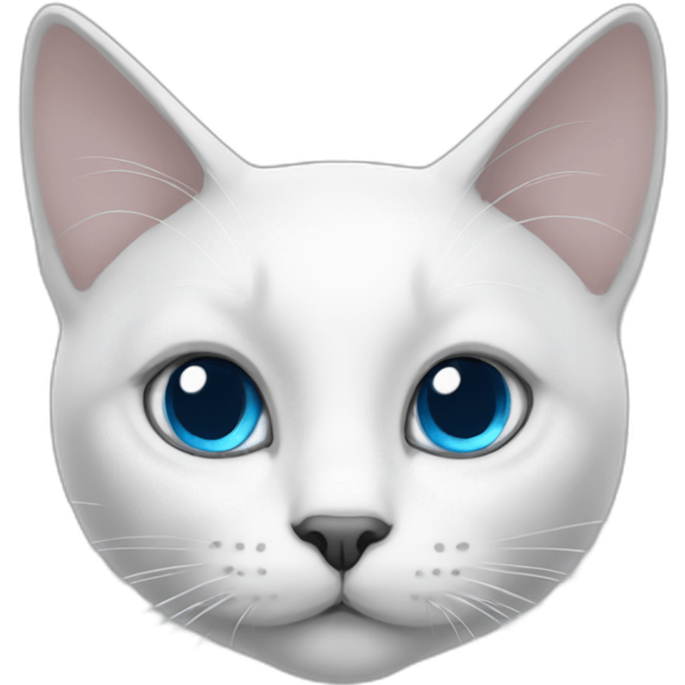 White cat with gray nose and gray ears, blue eyes emoji