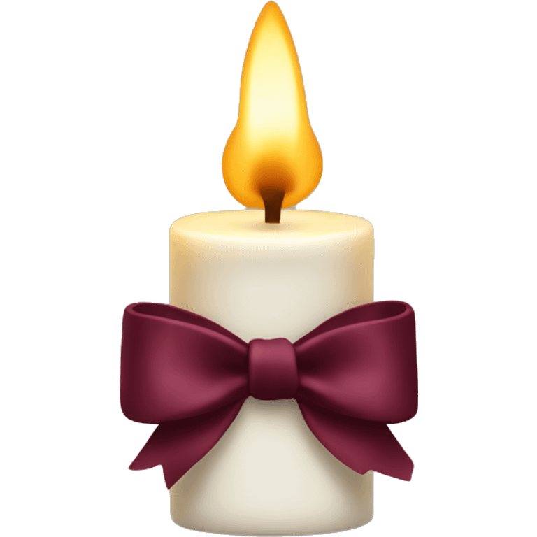 white candle with burgundy bow  emoji