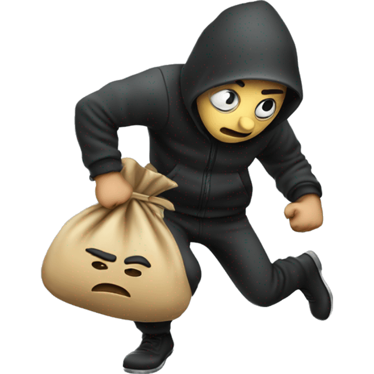 Thief stealing money bag emoji