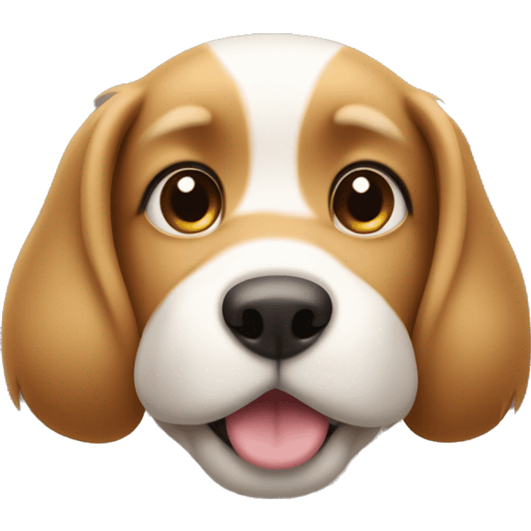 cute dog with tan fur and white stripe down its nose and ears that flop halfway up. emoji