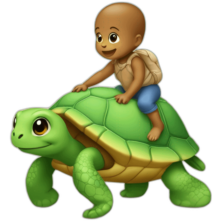 Bébé sur tortue emoji