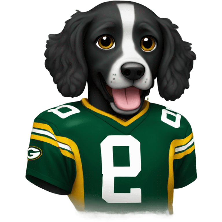 Black doodle wearing Green Bay packers jersey emoji