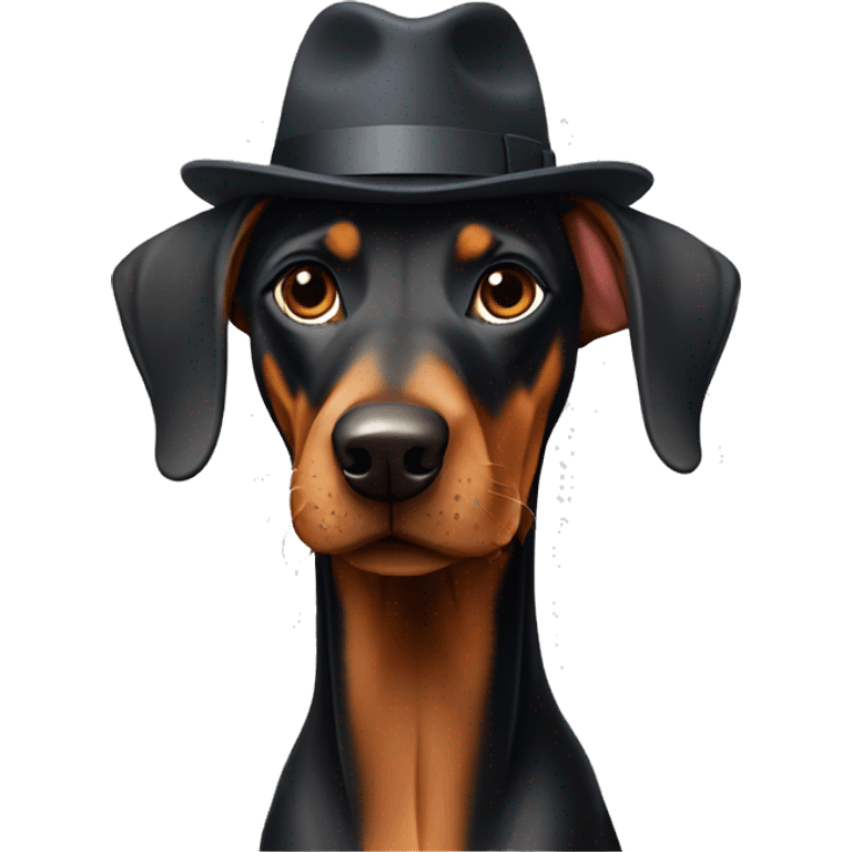 Doberman wearing a hat emoji