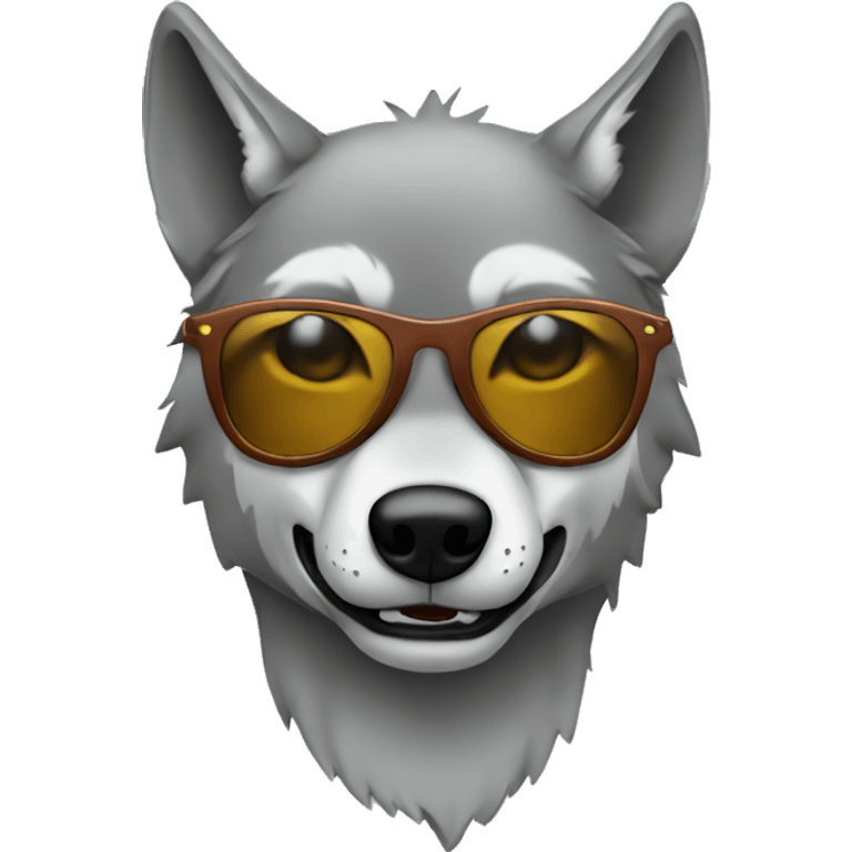 wolf wearing sunglasses and a hoodie with a piercing in the left ear  emoji