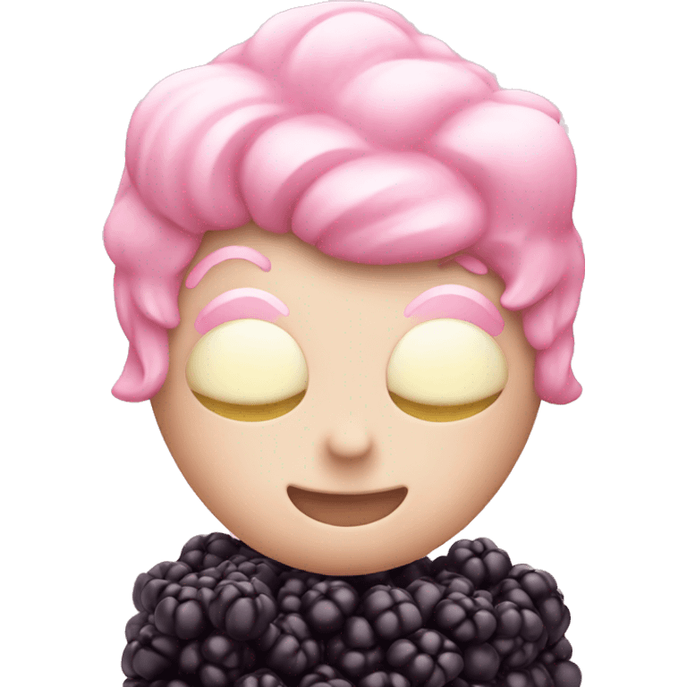 cute emoji of an pink cream with bananas and blackberry emoji