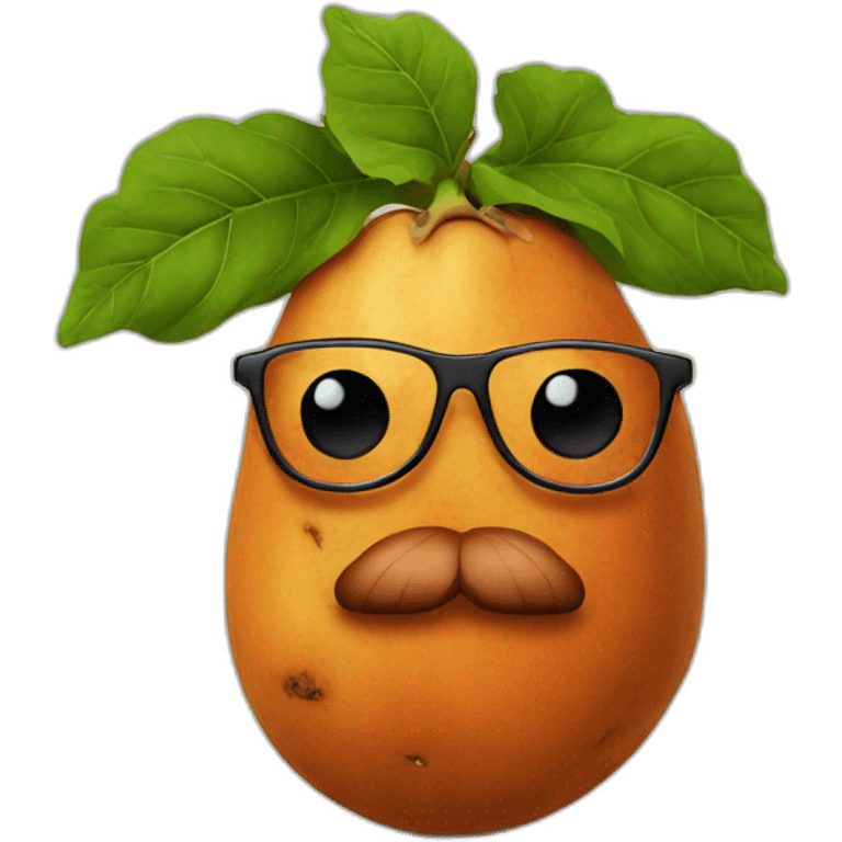 sweet potato with glasses and a beard emoji