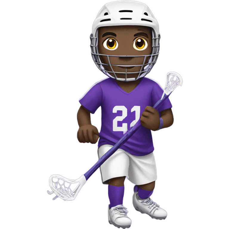 Lacrosse player wearing purple emoji