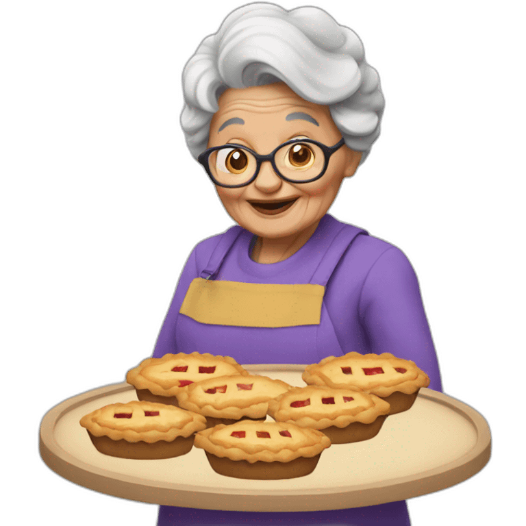 Granny with pies emoji