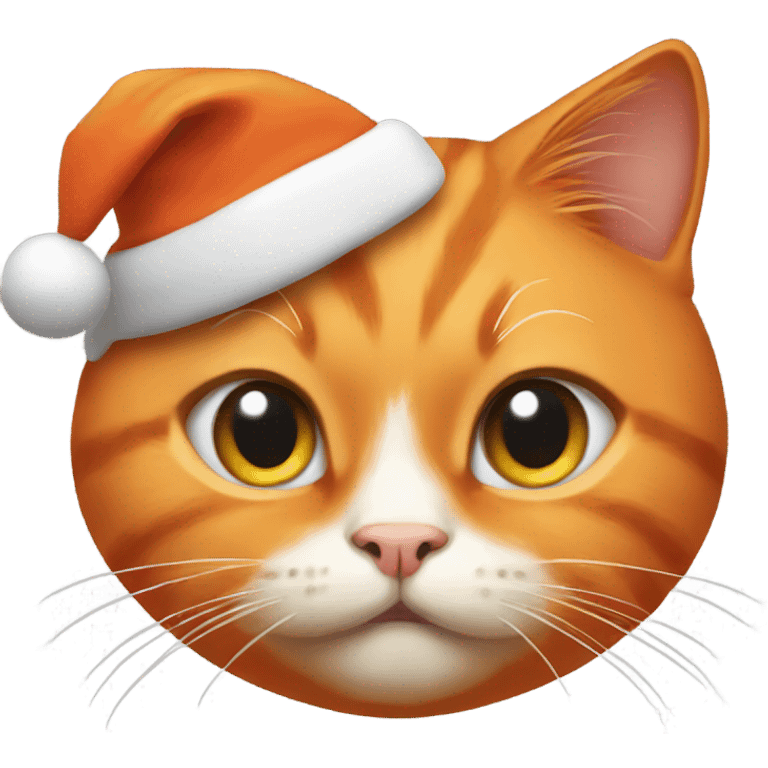 orange cat wearing a christmas hat emoji